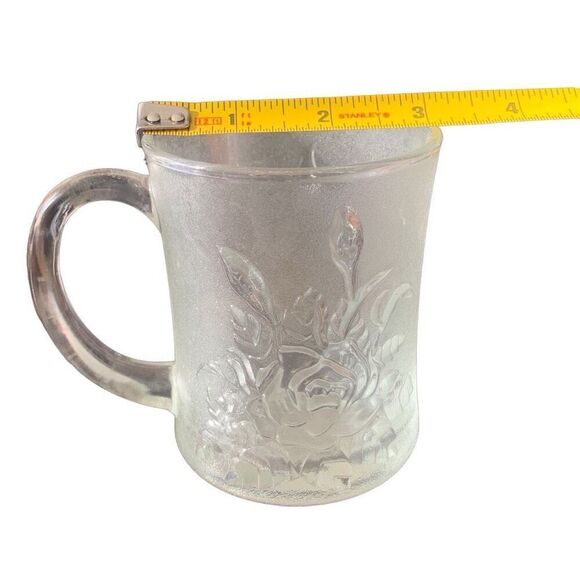 Vintage Pasari Livia Frosted Glass Rose Mug Cup Coffee Tea Classic Style - Picture 4 of 12
